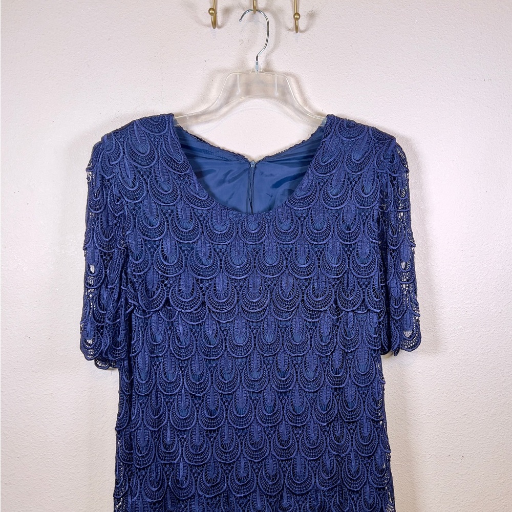 Star Dance Navy Blue Layered Lace Dress. Mother of Bride/Groom. Size L (BoM) - Picture 2 of 6